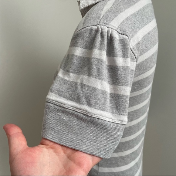 Y2K Tommy Hilfiger Stripe Polo Shirt White and Grey Preppy Size Extra Small - Picture 7 of 9